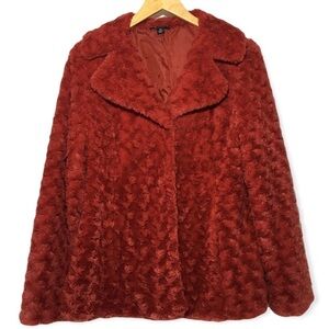 ii Sisters Faux Fur Red Jacket Snap Closure Women’s Sz M Super Soft Outerwear